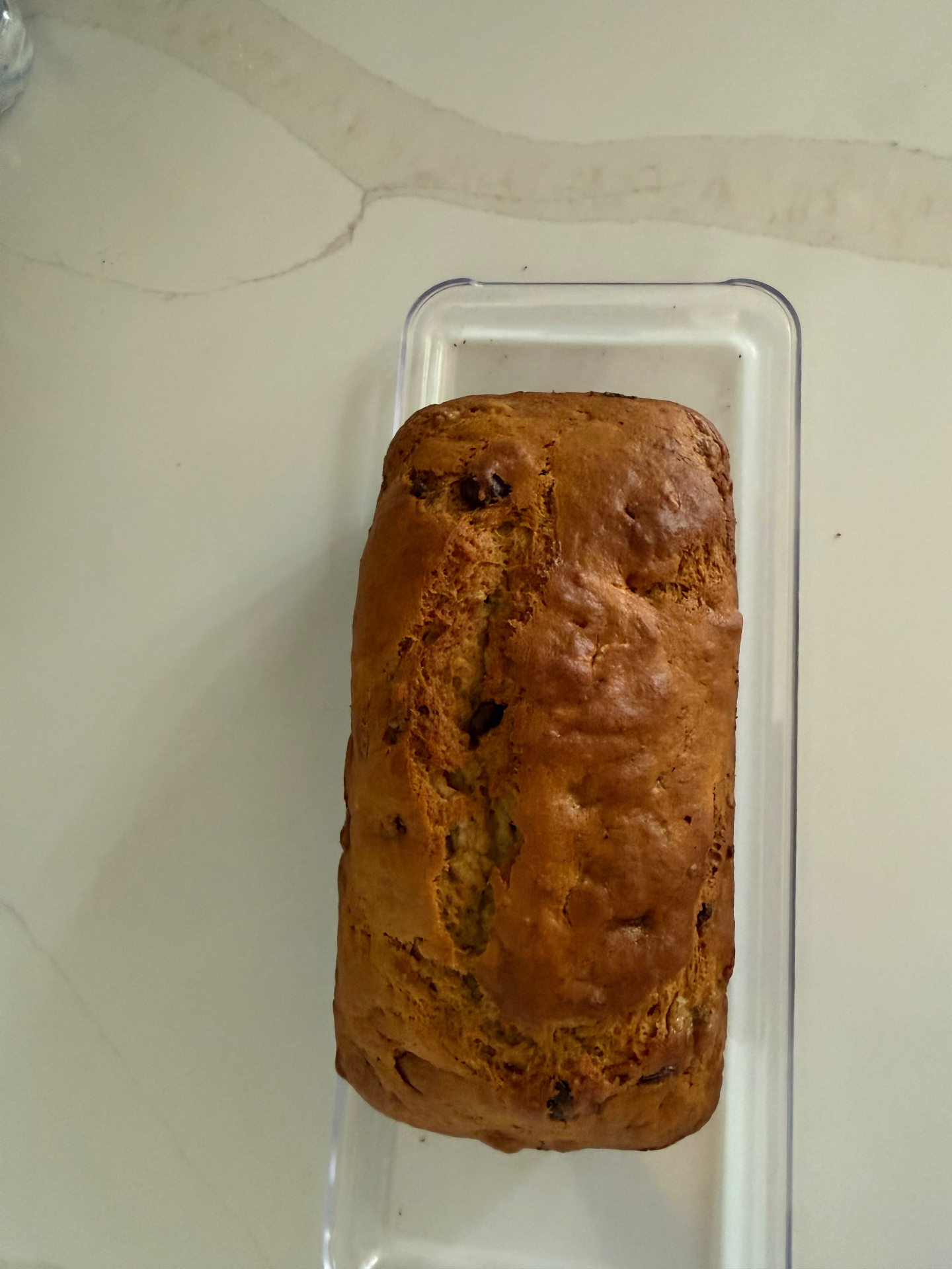 A freshly baked Big Barbara banana bread loaf.